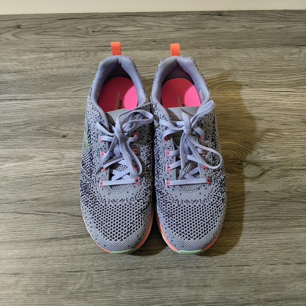 Skechers Women's Lite-Weight Memory Foam Sneakers Blue & Pink Size 9.5 Medium